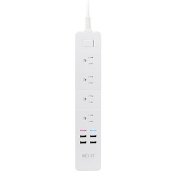 Supresor de Picos Inteligente Nexxt NHP-E610 - Wi-Fi - 4 Conectores - 4 Puertos USB - Control de Voz - Programable - NHP-E610