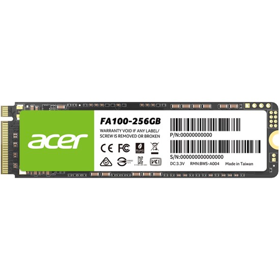 Unidad de Estado Sólido Acer FA100 - M.2 - 256GB - PCI-E 3x4 - BL.9BWWA.118