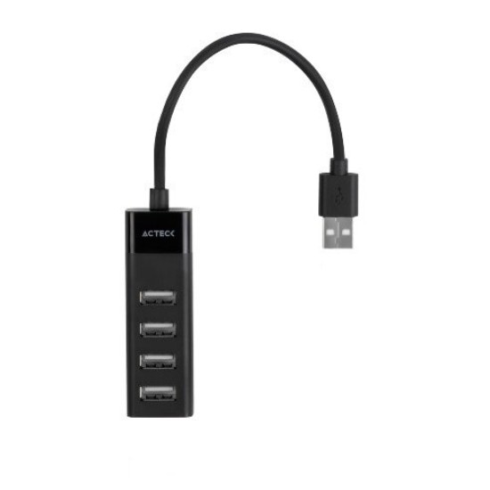 Hub USB Acteck DH420 - 4x USB 2.0 - Negro - AC-934671