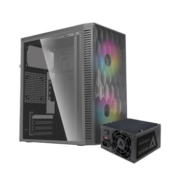 Gabinete Gamer Acteck Fuji GC470 - Mini Torre - Micro ATX/Mini ITX - Fuente 500W - Panel Lateral - Negro - AC-935838