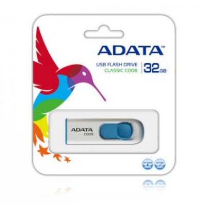 Memoria USB ADATA C008 - 32GB - USB 2.0 - Blanco/Azul - AC008-32G-RWE