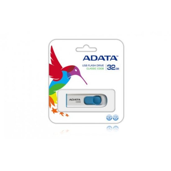 Memoria USB ADATA C008 - 32GB - USB 2.0 - Blanco/Azul - AC008-32G-RWE