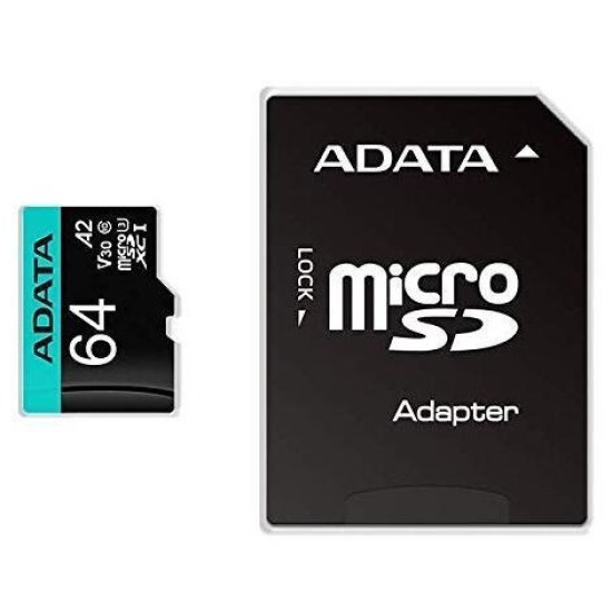 Memoria MicroSDXC ADATA Premier Pro - 64GB - C/Adaptador - AUSDX64GUI3V30SA2-RA1