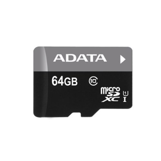Memoria MicroSDXC ADATA - 64GB - Clase 10 - UHS-I - C/Adaptador - AUSDX64GUICL10-RA1