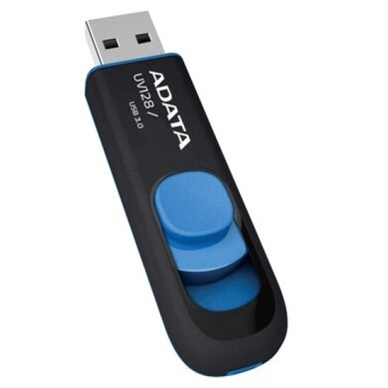 Memoria USB ADATA DashDrive UV128 - 64GB - USB 3.0 - Negro/Azul - AUV128-64G-RBE