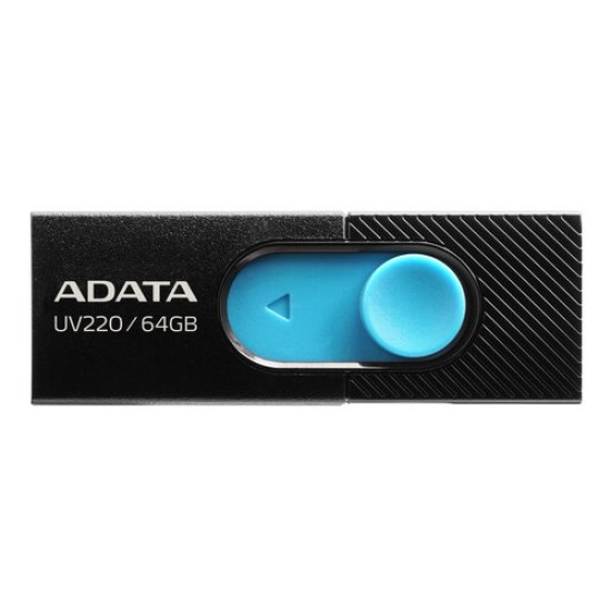 Memoria USB ADATA UV220 - 64GB - USB2.0 - Negro/Azul - AUV220-64G-RBKBL