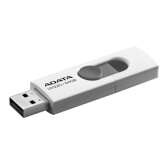 Memoria USB ADATA UV220 - 64GB - USB 2.0 - Blanco/Gris - AUV220-64G-RWHGY