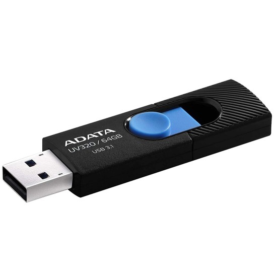 Memoria USB ADATA UV320 - 64GB - USB 3.1 - Negro/Azul - AUV320-64G-RBKBL