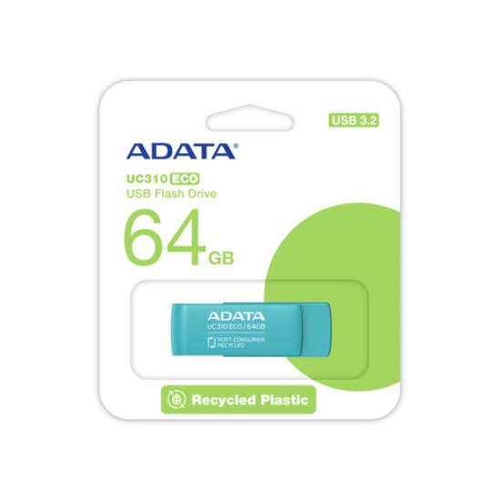 Memoria USB ADATA UC310 ECO - 64GB - USB 3.2 - Verde - UC310E-64G-RGN