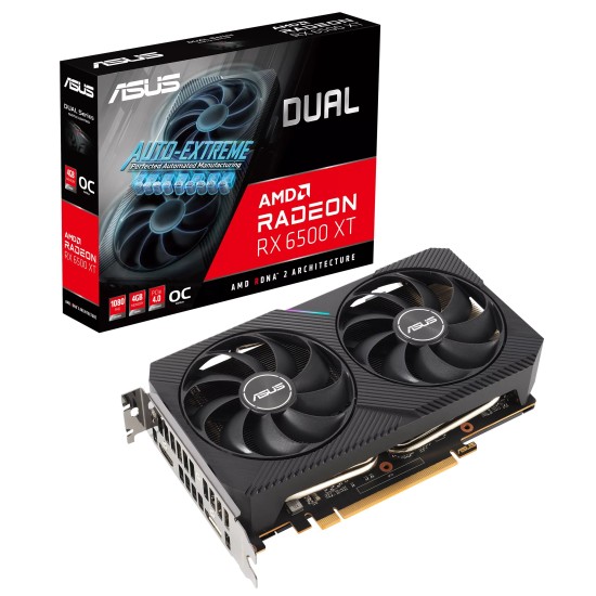 Tarjeta de Vídeo ASUS Dual Radeon RX 6500 XT OC Edition - 4GB - 64-bit - PCI-E 4.0 - GDDR6 - HDMI - DisplayPort - DUAL-RX6500XT-O4G