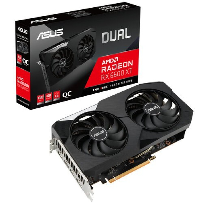 Tarjeta de Video ASUS Dual Radeon RX 6600 XT OC Edition - 8GB - 128-bit - PCI-E 4.0 - GDDR6 - HDMI - DisplayPort  - DUAL-RX6600XT-O8G