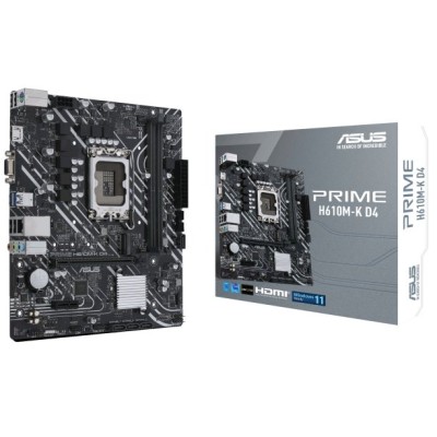 Tarjeta Madre ASUS PRIME H610M-K D4 - Socket 1700 - 2xDDR4 - 2133/2800/3200MHz - HDMI - VGA - USB 2.0/3.2 - Micro ATX - PRIME H610M-K D4