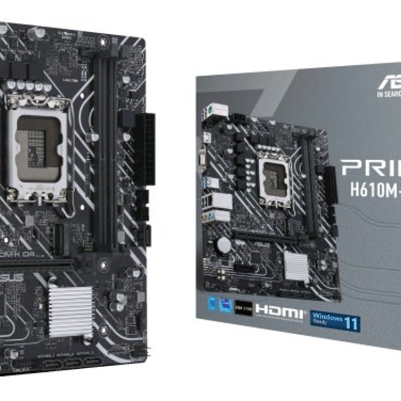 Tarjeta Madre ASUS PRIME H610M-K D4 - Socket 1700 - 2xDDR4 - 2133/2800/3200MHz - HDMI - VGA - USB 2.0/3.2 - Micro ATX - PRIME H610M-K D4