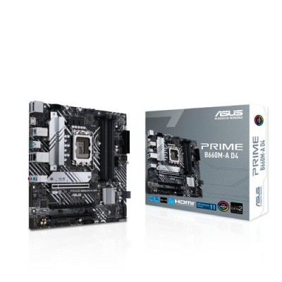 Tarjeta Madre ASUS PRIME B660M-A D4 - Socket 1700 - 4xDDR4 - 2133/3400/5333 MHz - HDMI - DisplayPort - USB 2.0/3.2 - Micro ATX - PRIME B660M-A D4