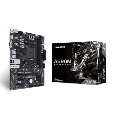 Tarjeta Madre Biostar A520MH - Socket AM4 - 2xDDR4 - 1866/2933/4400(OC) MHz - HDMI - VGA - USB 2.0/3.2 - Micro ATX - A520MH