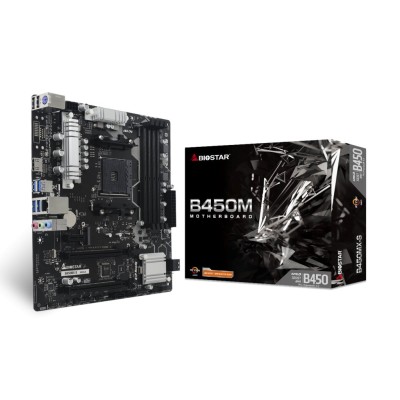 Tarjeta Madre Biostar B450MX-S - Socket AM4 - 4xDDR4 - 1866/2667/4333+(OC) MHz - HDMI - USB 2.0/3.2 - Micro ATX - B450MX-S