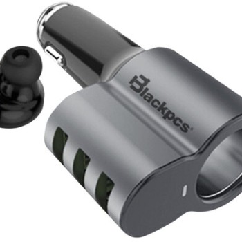 Cargador para Auto BLACKPCS EPI053BT-BL - 3 Puertos - USB - Manos Libres - EPI053BT-BL