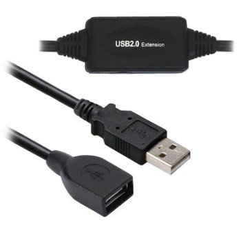Extensión BRobotix 150156 - USB 2.0 - Macho/Hembra - 20 Mts - Negro - 150156