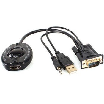 Convertidor VGA a HDMI Brobotix - Negro, VGA, HDMI+ Audio - 150620