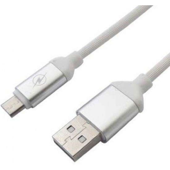 Cable USB BRobotix 161208B - USB a Micro USB - 1.2 M - Texturizado - Blanco - 161208B