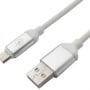 Cable USB BRobotix 161208B - USB a Micro USB - 1.2 M - Texturizado - Blanco - 161208B