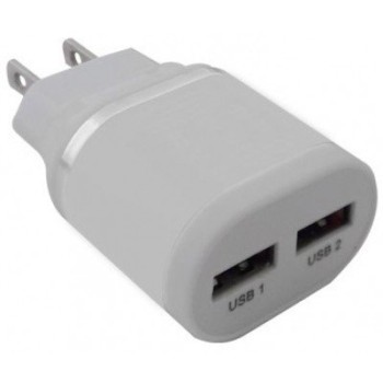 Cargador de Pared BRobotix 161264B - USB - 2 Puertos - Blanco - 161264B