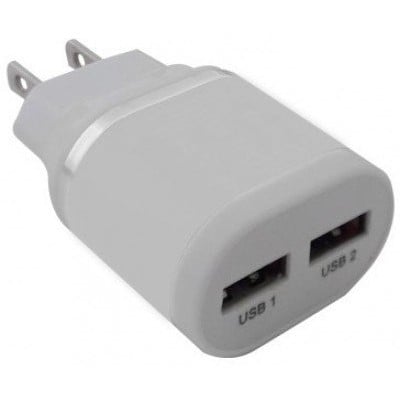 Cargador de Pared BRobotix 161264B - USB - 2 Puertos - Blanco - 161264B