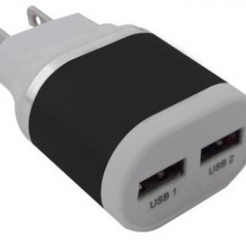 Cargador de Pared BROBOTIX USB 2 Puertos Negro/Blanco Modelo 161264N