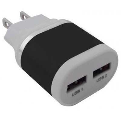 Cargador de Pared BRobotix 161264N - USB - 2 Puertos - Negro/Blanco - 161264N