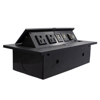 Caja para Mesa BRobotix 170906 - 6 Puertos - 1 HDMI - 1 USB - 2 RJ45 Cat6 - 2 Corriente - Negra - 170906