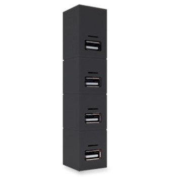 Hub USB BRobotix 180727-2 - 4 Puertos - USB 2.0 - Negro - 180727-2