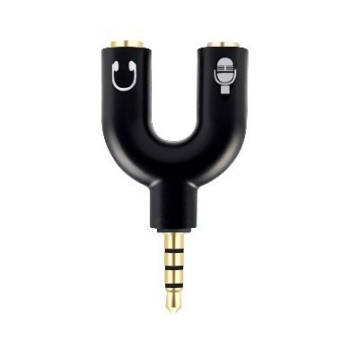 Adaptador Stereo BRobotix 181802-2 - 3.5mm a 3.5mm Dual - Negro - 181802-2