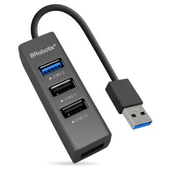 HUB BRobotix 263021 - 1 Puerto USB 3.0 - 3 Puertos USB 2.0 - Negro - 263021