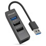 HUB BRobotix 263021 - 1 Puerto USB 3.0 - 3 Puertos USB 2.0 - Negro - 263021