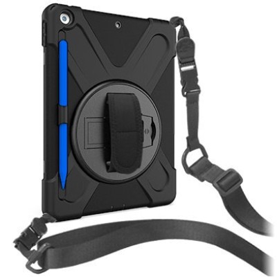 Funda BRobotix 263205 - Para iPad 10.2" - Con Correa y Giro de 360º - Negro - 263205