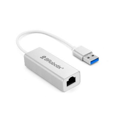 Adaptador USB BRobotix 263458 - USB A RJ45 - Gigabit - Plata - 263458