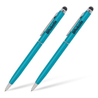 Pluma Stylus BRobotix 6000373 - Tinta Negra - Punta de Goma - 2 Piezas - Azul Cielo - 6000373