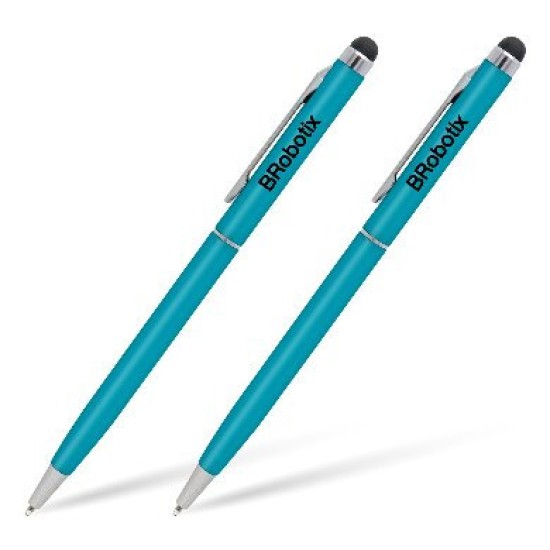 Pluma Stylus BRobotix 6000373 - Tinta Negra - Punta de Goma - 2 Piezas - Azul Cielo - 6000373