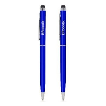 Pluma Stylus BRobotix 6000380 - Tinta Negra - Punta de Goma - 2 Piezas - Azul Rey - 6000380