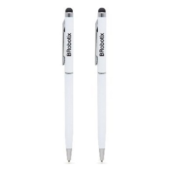 Pluma Stylus BRobotix 6000397 - Tinta Negra - Punta de Goma - 2 Piezas - Blanca - 6000397