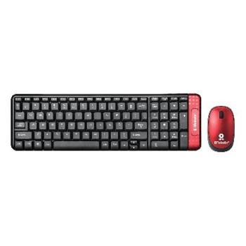 Kit de Teclado y Mouse BRobotix 6000632 - Inalámbrico - USB - Multimedia - Español - Negro con Rojo - 6000632