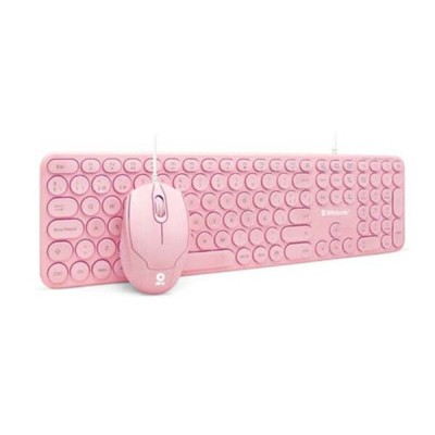 Kit BRobotix 6001196 - Teclado - Multimedia - Mouse - USB - Rosa - 6001196