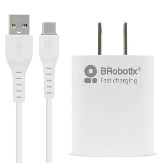 Combo Carga Rápida BRobotix 6001318 - Cargador USB - 3.0 - Cable USB-C - Blanco - 6001318