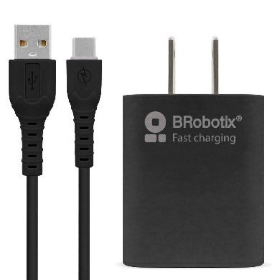 Combo Carga Rápida BRobotix 6001561 - Cargador USB - 3.0 - Cable USB-C - Negro - 6001561