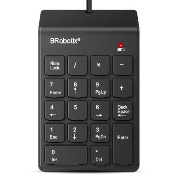 Teclado Numérico BRobotix 963234 - USB - Inclinación de 15º - Negro - 963234