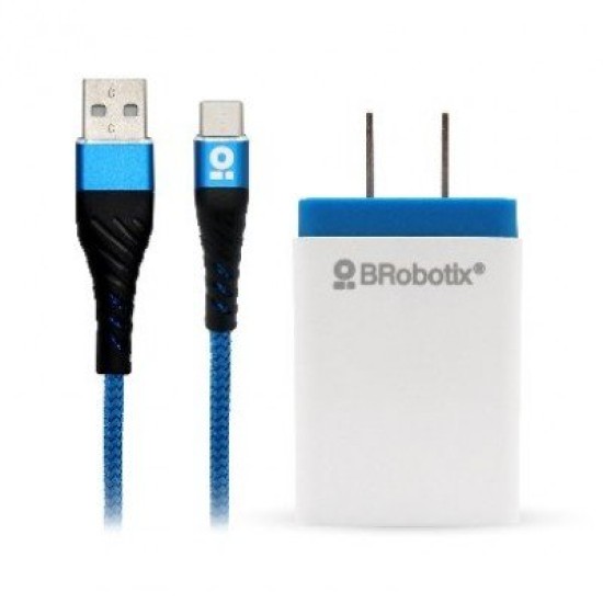 Cargador BRobotix 963332 - USB-C - USB-A - Blanco / Azul - 963332
