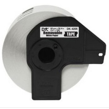 Cinta Brother DK4205 - Texto Negro sobre Fondo Blanco - 62mm x 30.4mts. - Papel Removible - DK4205