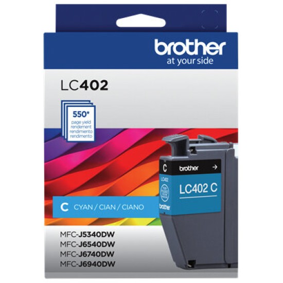 Tinta Brother LC402 - Cyan - Hasta 550 Páginas - LC402CS