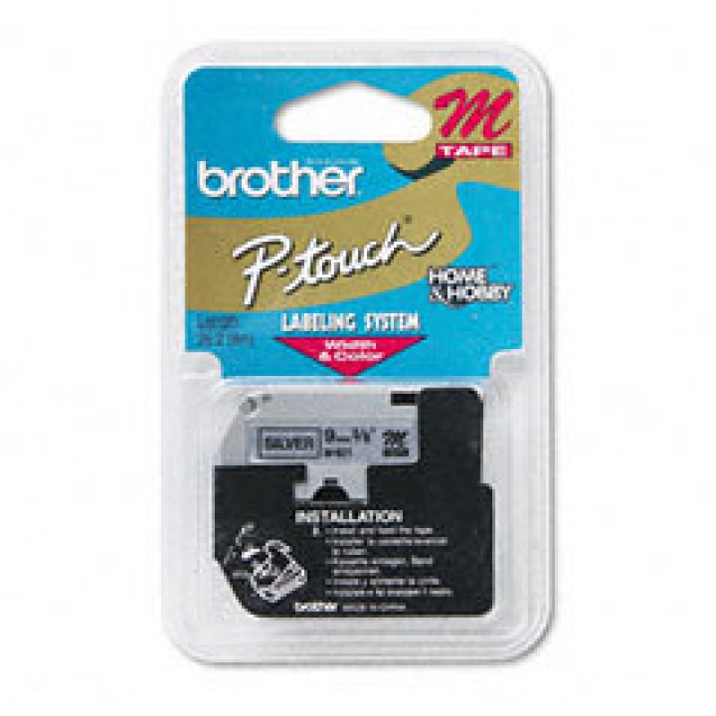 Cinta Brother M921 - Negro sobre Plata - 9mm x 8m - M921