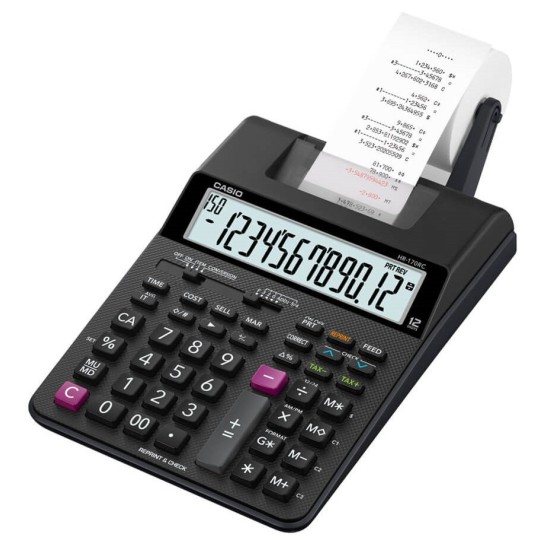Calculadora CASIO HR-170RC - 12 Dígitos - Impresión en Negro y Rojo - Rollo de 58 mm - HR-170RC